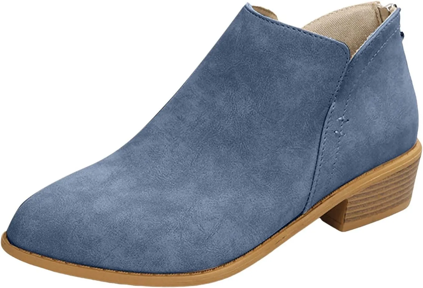 Ankle Boots for Women Low Heel Chunky Heel Boots Women's Fashion Color Matching Fall Winter Side Zipper Short Boots