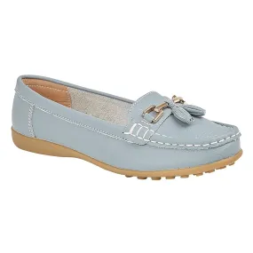 CAMILLA Ladies Leather Tassle Loafers Baby Blue