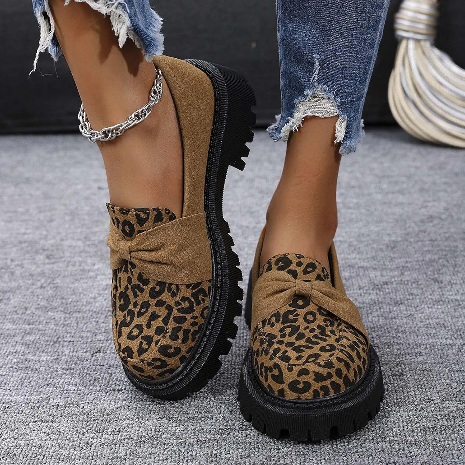 Comfy Loafers for Women Platform Shoes Wide Chunky Loafer Leather Penny Loafers Comfortable Dressy Business Shoes