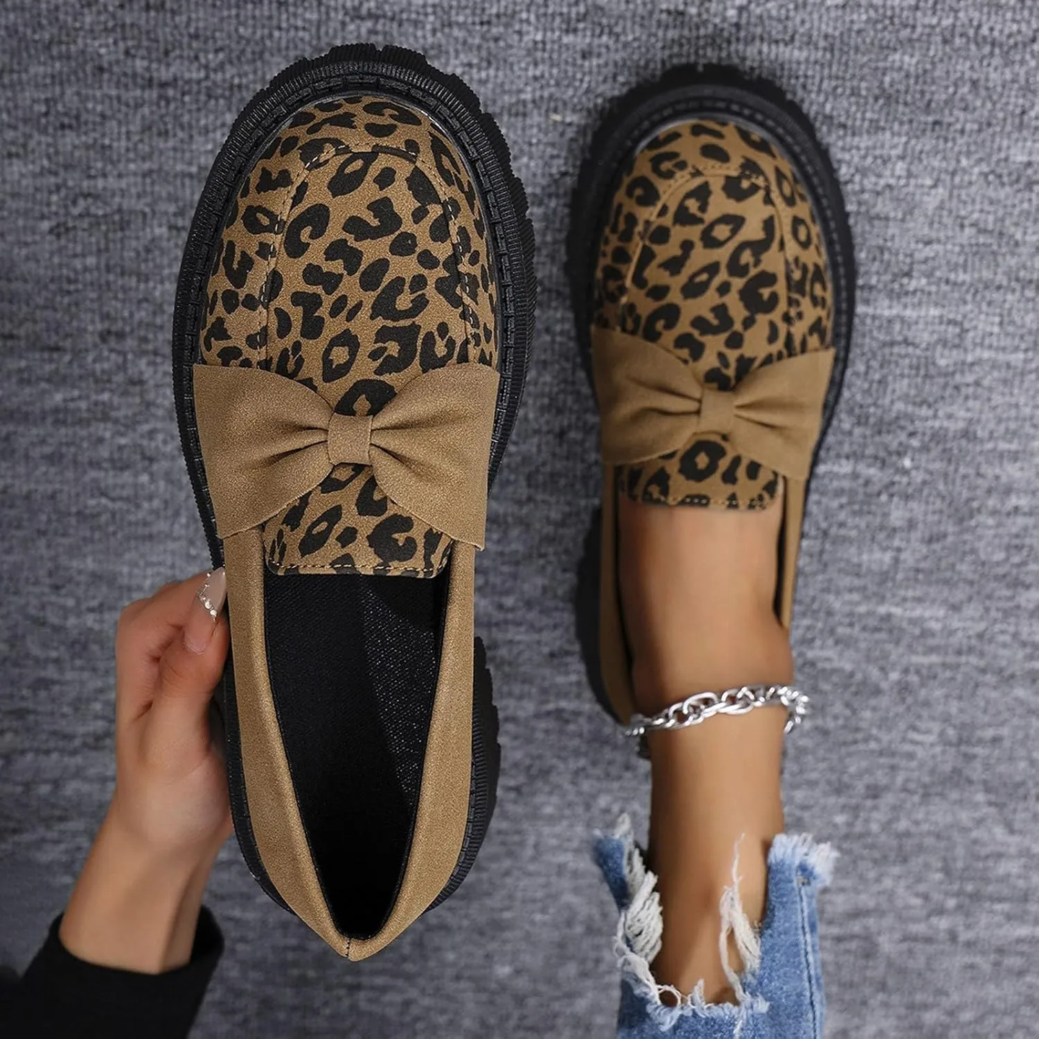 Comfy Loafers for Women Platform Shoes Wide Chunky Loafer Leather Penny Loafers Comfortable Dressy Business Shoes