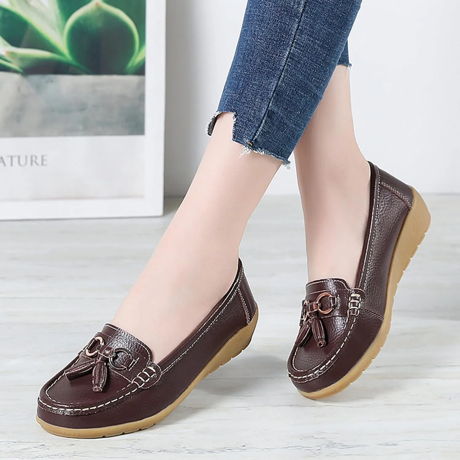 Comfy Shoes for Women Comfortable Walking Shoe Slip On Loafers Flat Penny Loafers Dress Office Shoes Business Shoe