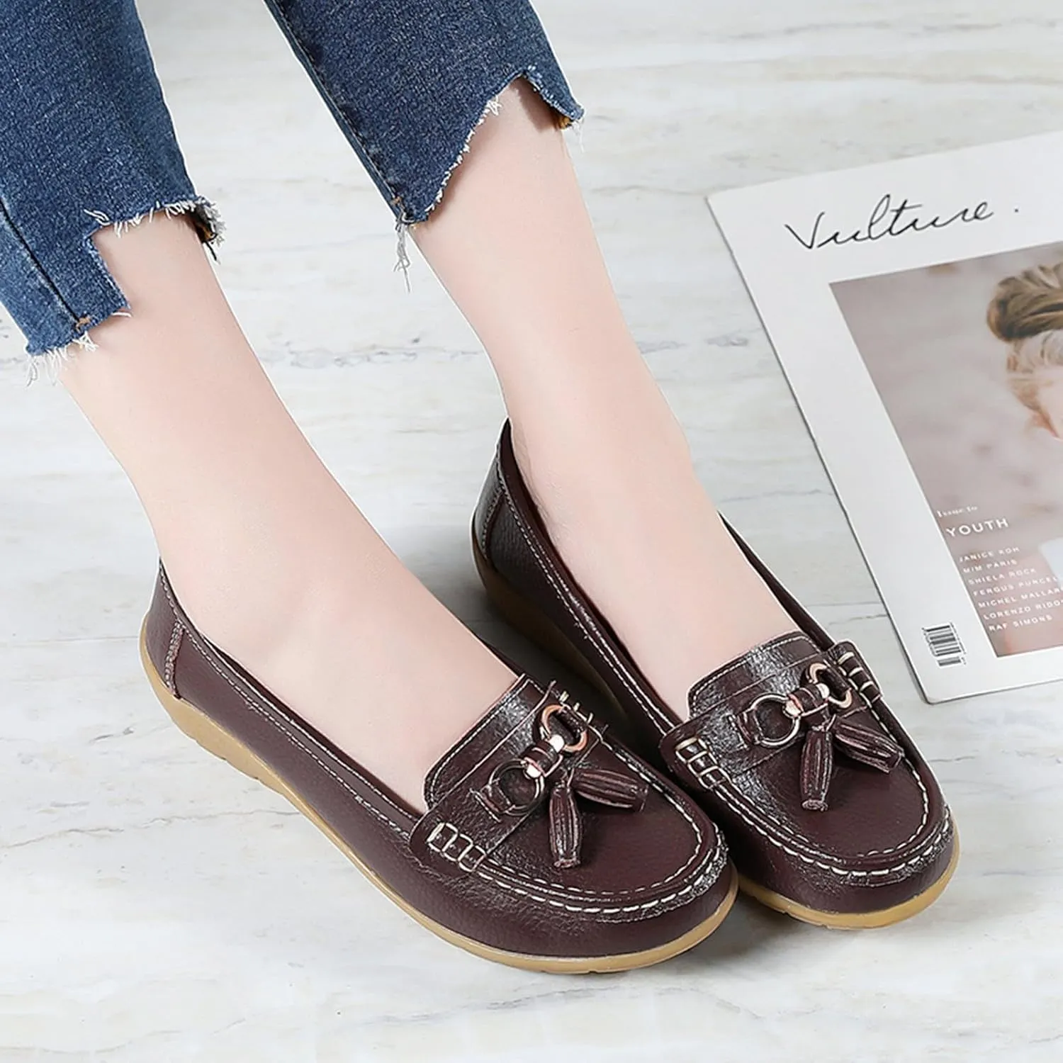 Comfy Shoes for Women Comfortable Walking Shoe Slip On Loafers Flat Penny Loafers Dress Office Shoes Business Shoe