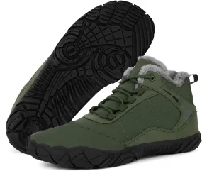 Hike Barefoot Boots Womens Mens Waterproof Fur Lined Winter Barefoot Shoes Minimalist Snow Boots Wide Toe Box Ankle Booties