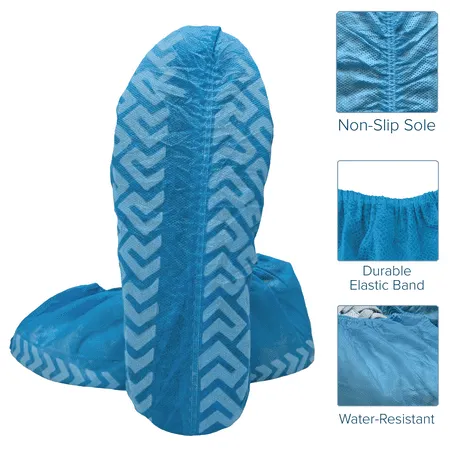 Innovative Haus Premium Thick Extra Large Disposable Boot & Shoe Covers | Durable, Non-Slip,Treads, Water Resistant, Non-Toxic,100% Latex Free | Stronger than Competitor-40 grams | 100-Pack Blue |, Blue, XL