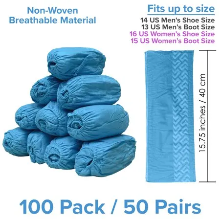 Innovative Haus Premium Thick Extra Large Disposable Boot & Shoe Covers | Durable, Non-Slip,Treads, Water Resistant, Non-Toxic,100% Latex Free | Stronger than Competitor-40 grams | 100-Pack Blue |, Blue, XL