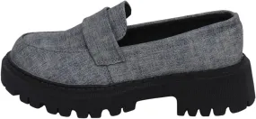Jean Loafers for Women Comfort Slip-On Loafers Business Dress Shoes Chunky Heeled Work Shoes Retro Dress Shoes