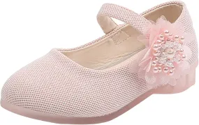 Kids Children Leather Single Shoes Fashion Pearl Big Flower Decorate Small Grid Style Loafers Princess Shoes