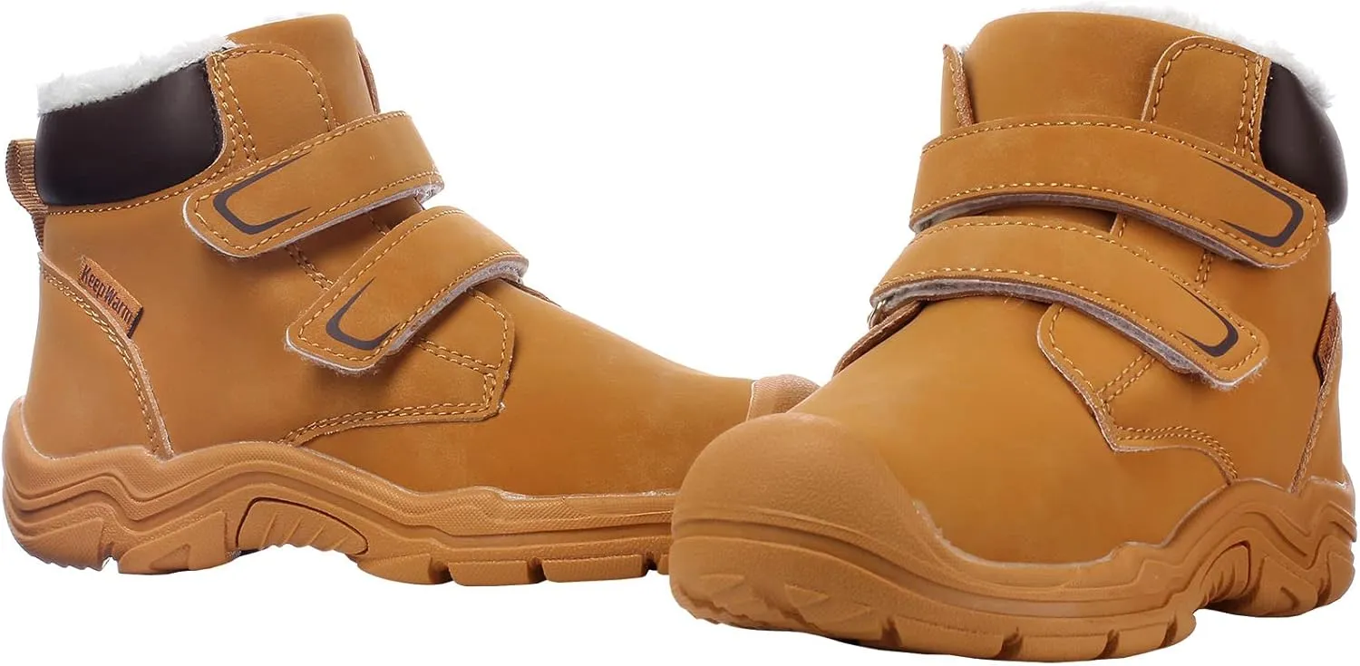 Kids Girls Boys Winter Snow Boots Fur Lined Warm Ankle Boots Non Slip Outdoor Hiking Trekking Shoes