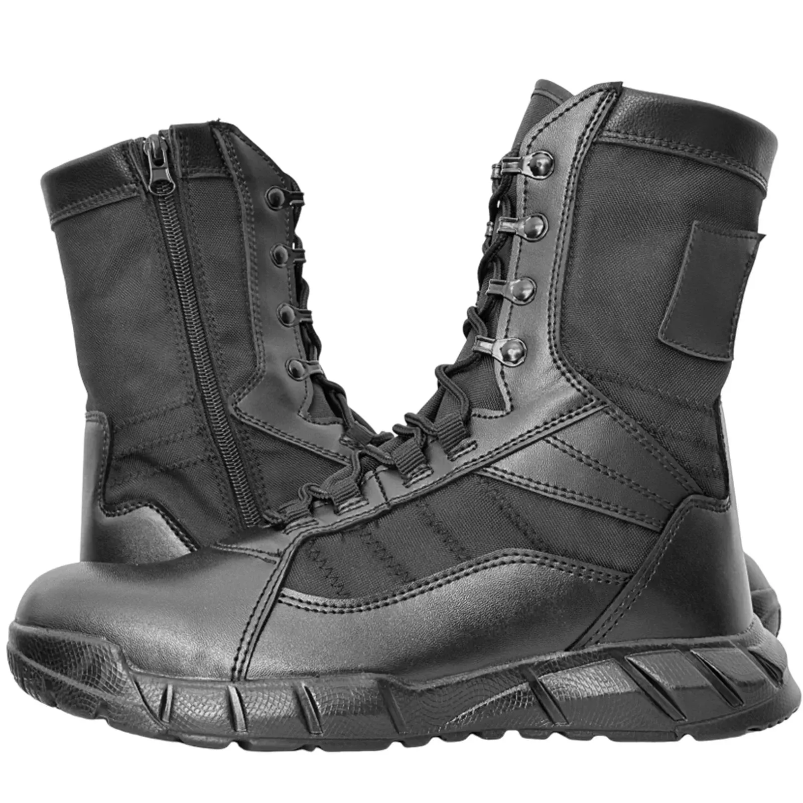 Leather Lightweight Man Tactical Boots Combat Boots Anti-Collision Training Lace Up Waterproof Outdoor Hiking Breathable Shoes