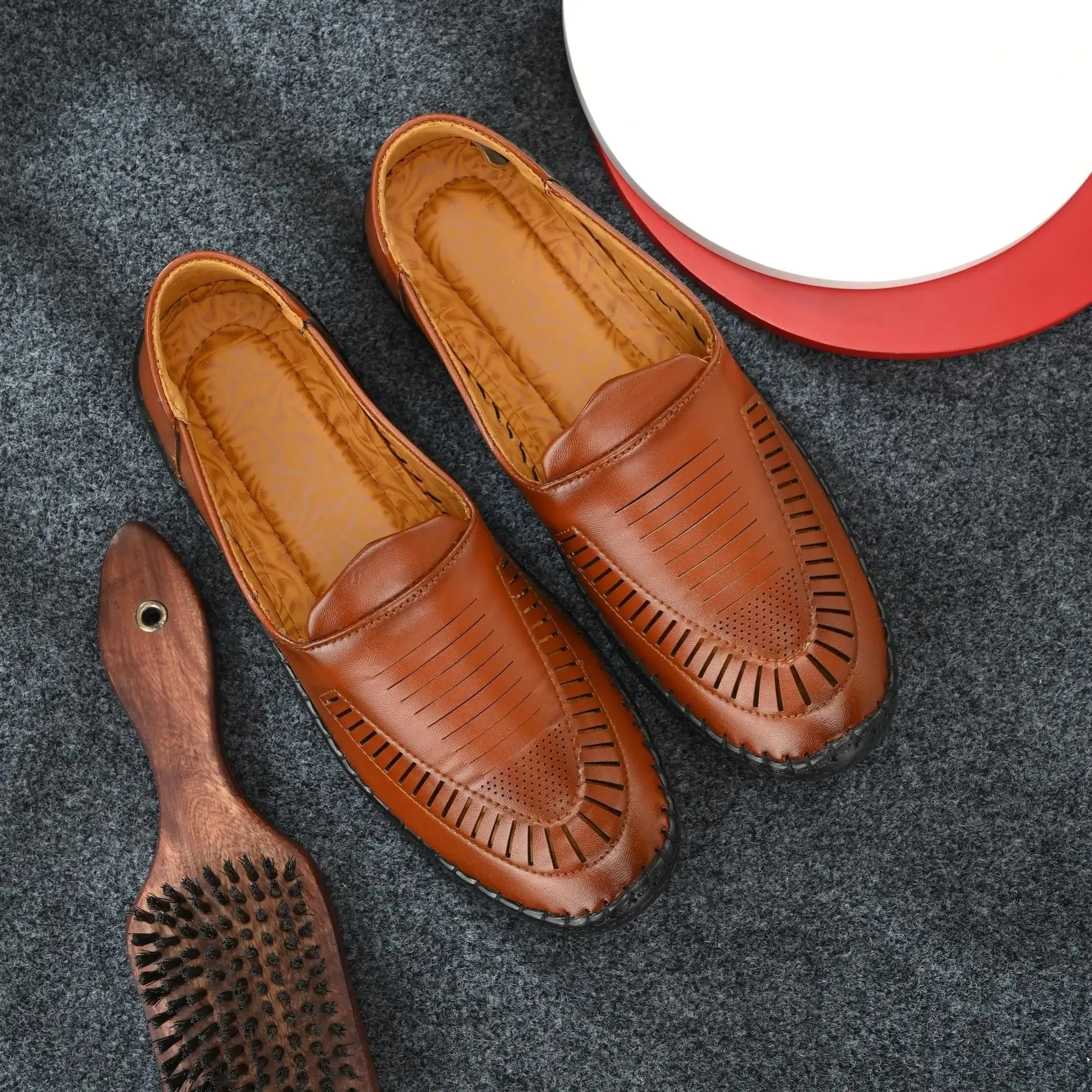 Loafers for Men Tan Formal Synthetic Leather Loafer