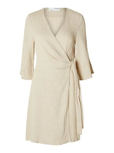 Maurine 3/4 Short Wrap Dress EX - Sandshell