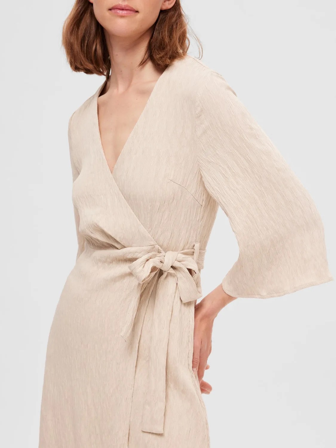 Maurine 3/4 Short Wrap Dress EX - Sandshell