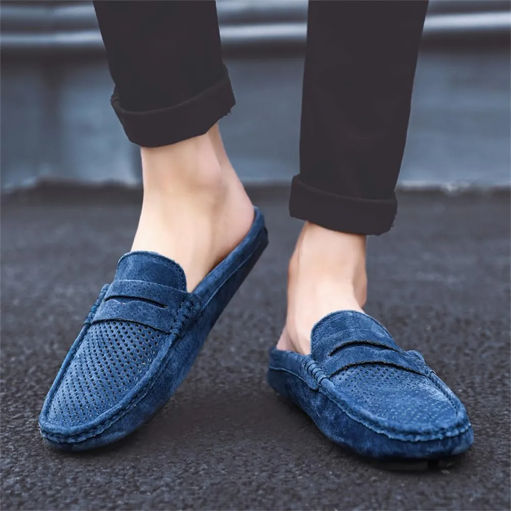 Men's Slippers Slip-On Loafers Leather Formal Wear Casual Open Back Business Casual Shoes Men's Driving Shoes