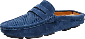 Men's Slippers Slip-On Loafers Leather Formal Wear Casual Open Back Business Casual Shoes Men's Driving Shoes