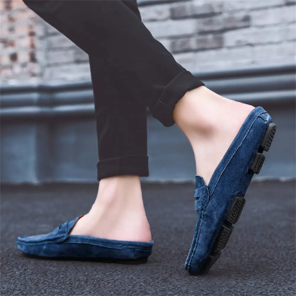 Men's Slippers Slip-On Loafers Leather Formal Wear Casual Open Back Business Casual Shoes Men's Driving Shoes