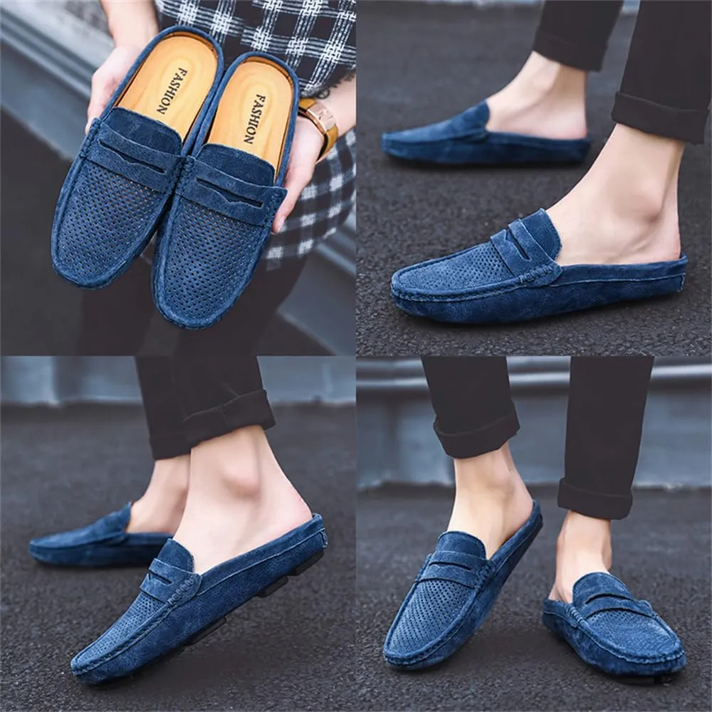 Men's Slippers Slip-On Loafers Leather Formal Wear Casual Open Back Business Casual Shoes Men's Driving Shoes