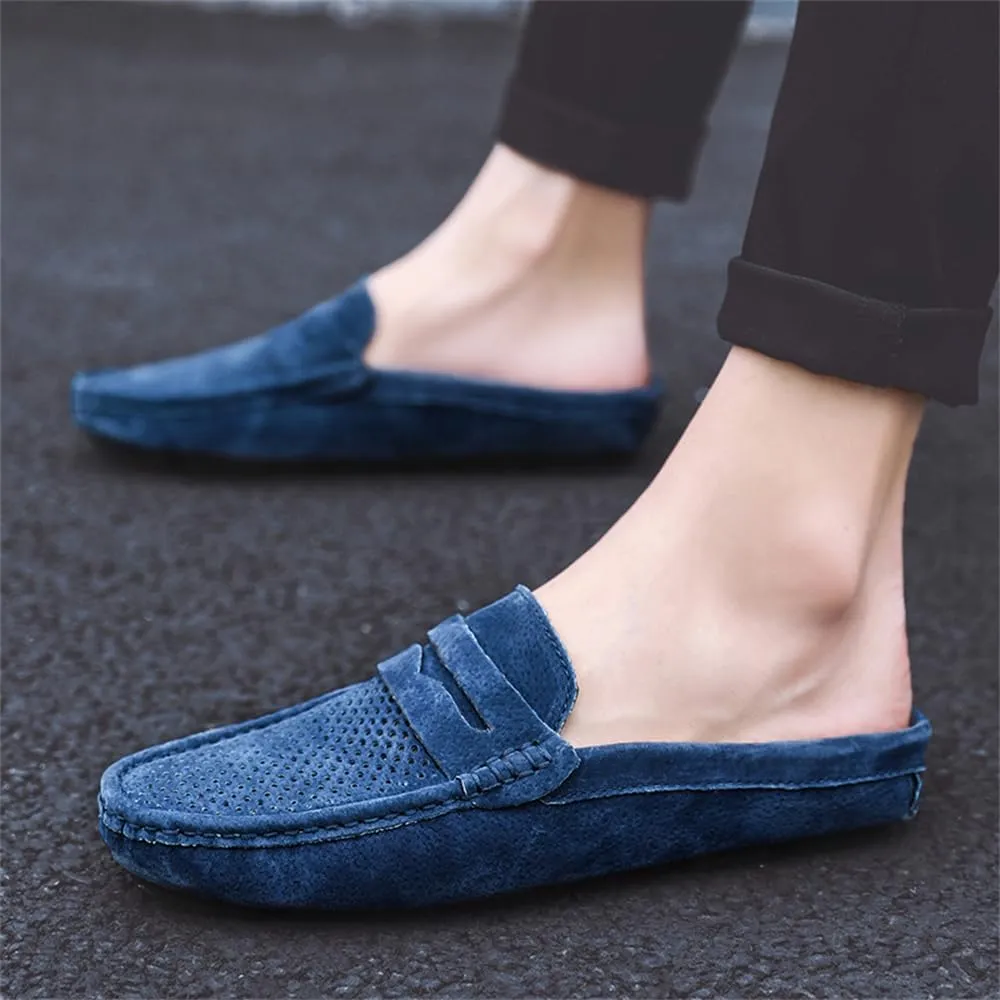 Men's Slippers Slip-On Loafers Leather Formal Wear Casual Open Back Business Casual Shoes Men's Driving Shoes