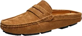 Men's Slippers Slip-On Loafers Leather Formal Wear Casual Open Back Business Casual Shoes Men's Driving Shoes