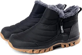 Men's Snow Boots Lightweight Waterproof Winter Boots Fur Lined Anti-slip Cold Weather Shoes Winter Trekking Warm Ankle Boots
