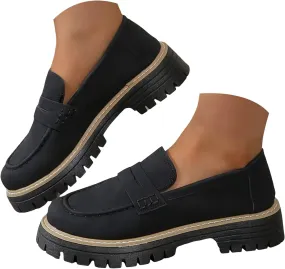 Orthoture-Orthopedic Platform Loafers, Comfort Orthopedic Shoes, Womens Round Toe Walking Shoe, Suede Penny Loafer