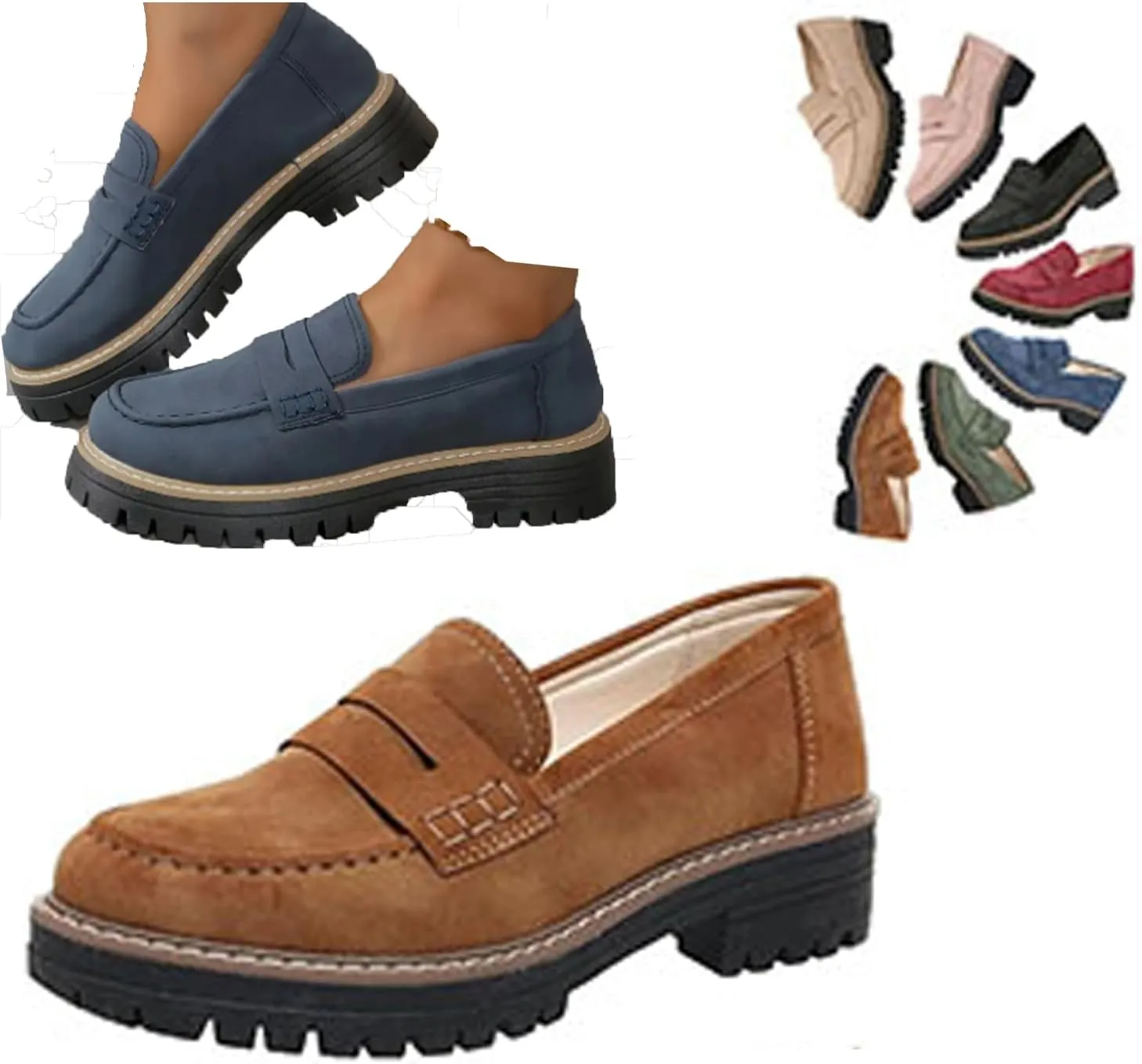 Orthoture-Orthopedic Platform Loafers Comfort Orthopedic Shoes Womens Round Toe WalkingShoe,Slip-On Suitable for All Foot Shapes