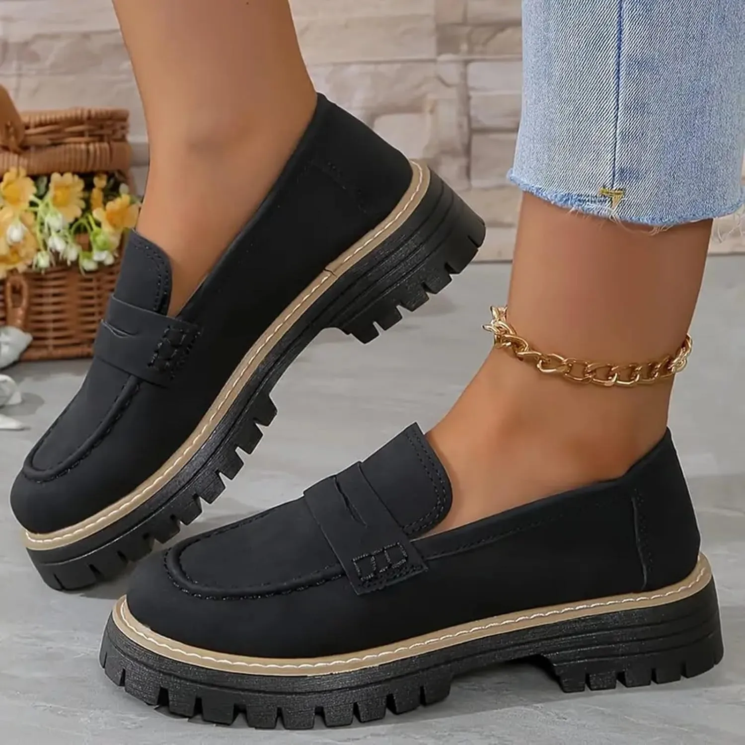 Orthoture-Orthopedic Platform Loafers Womens Round Toe Walking Shoes Comfort Lightweight Shoes Slip-on Casual Shoes