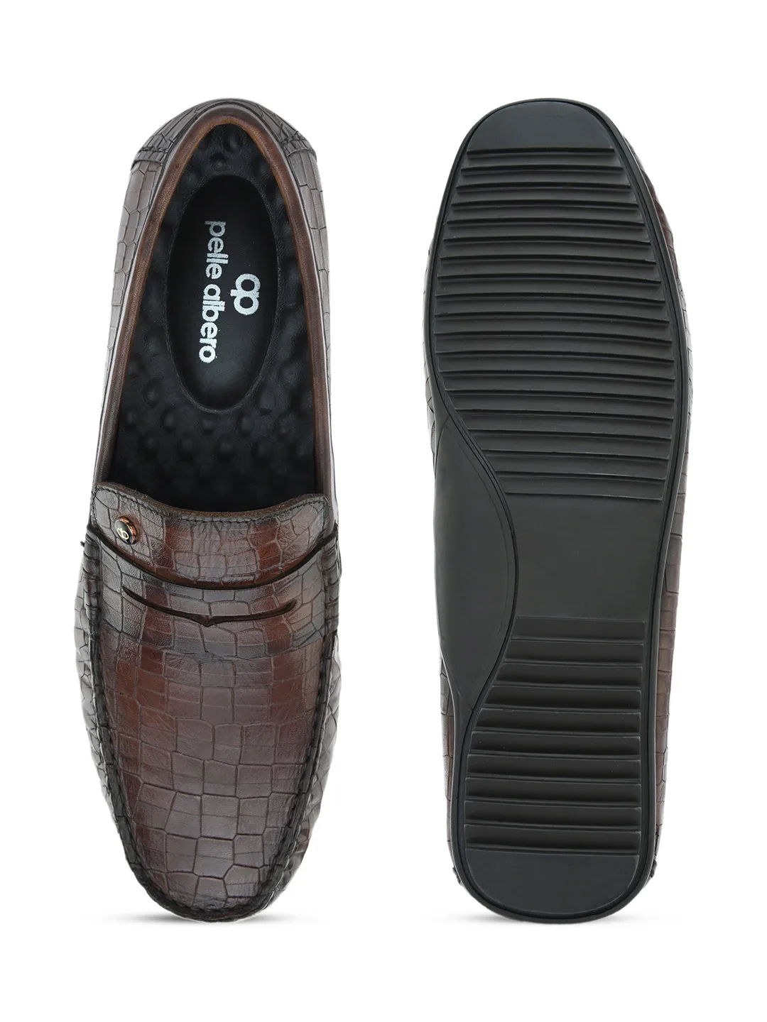 PELLE ALBERO Men's Tan Slip On Casual Loafer