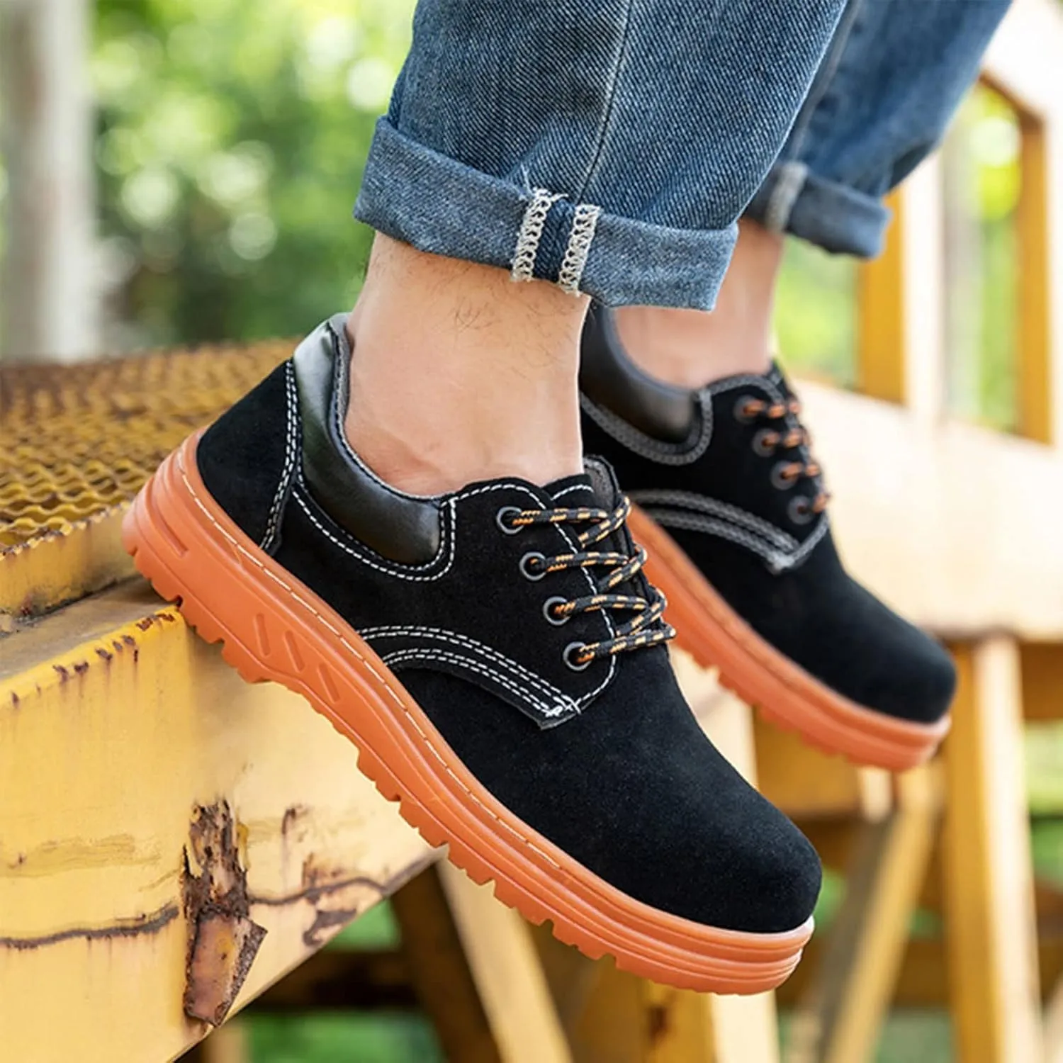 Safety Trainers Men Women Light Safety Shoes Steel Toe Cap Work Trainers Shoes Sneakers Breathable Industrial Construction Shoes (Color : Black, Size : 11 US)