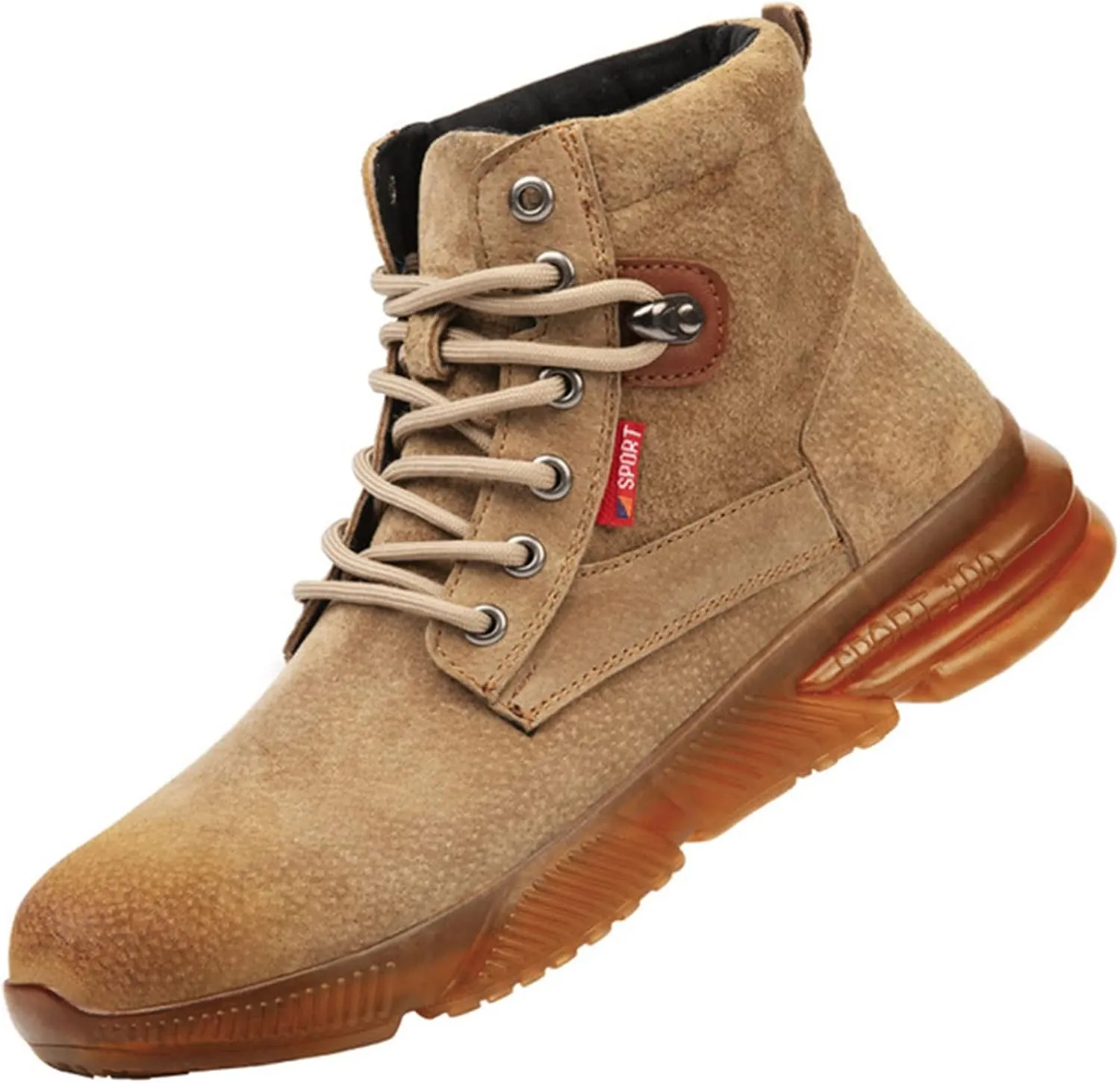 Safety Trainers Men Women Steel Toe Cap Safety Shoes Lightweight Breathable Work Trainers Puncture Proof Non Slip Industrial Shoes (Color : Brown, Size : 8.5 US)