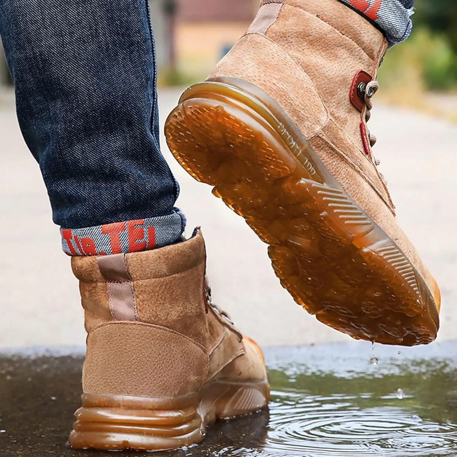 Safety Trainers Men Women Steel Toe Cap Safety Shoes Lightweight Breathable Work Trainers Puncture Proof Non Slip Industrial Shoes (Color : Brown, Size : 8.5 US)