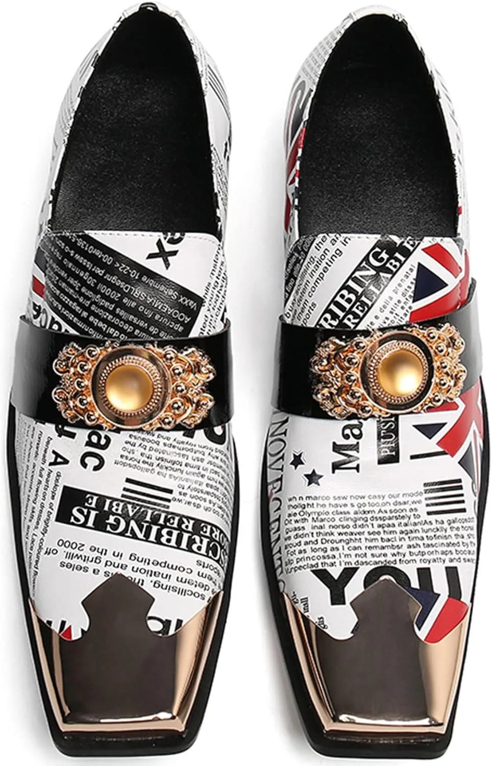 Santimon Mens Loafers Casual Dress Slip On Genuine Leather Mocassins Metal Square Toe Snakeskin Pattern Penny Loafers Wedding Party Disco Western Cowboy Ballroom Prom Shoes