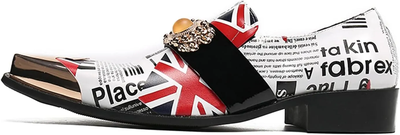 Santimon Mens Loafers Casual Dress Slip On Genuine Leather Mocassins Metal Square Toe Snakeskin Pattern Penny Loafers Wedding Party Disco Western Cowboy Ballroom Prom Shoes
