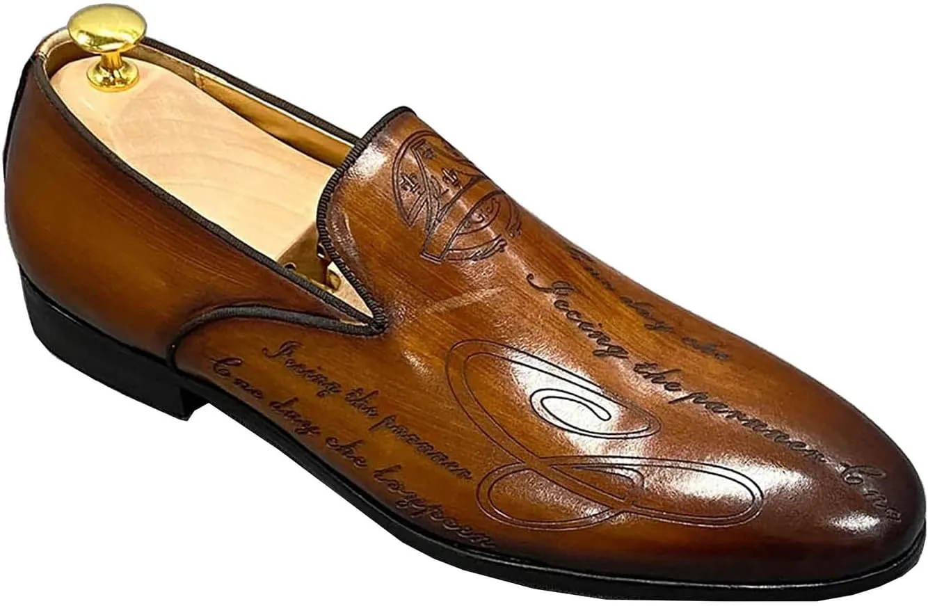 Santimon Men's Loafers Slip On Dress Casual Prom Shoes Genuine Leather Penny Loafers Fashion Wedding Tuexdo Business Formal Loafer Comfortable Walking Shoes for Men