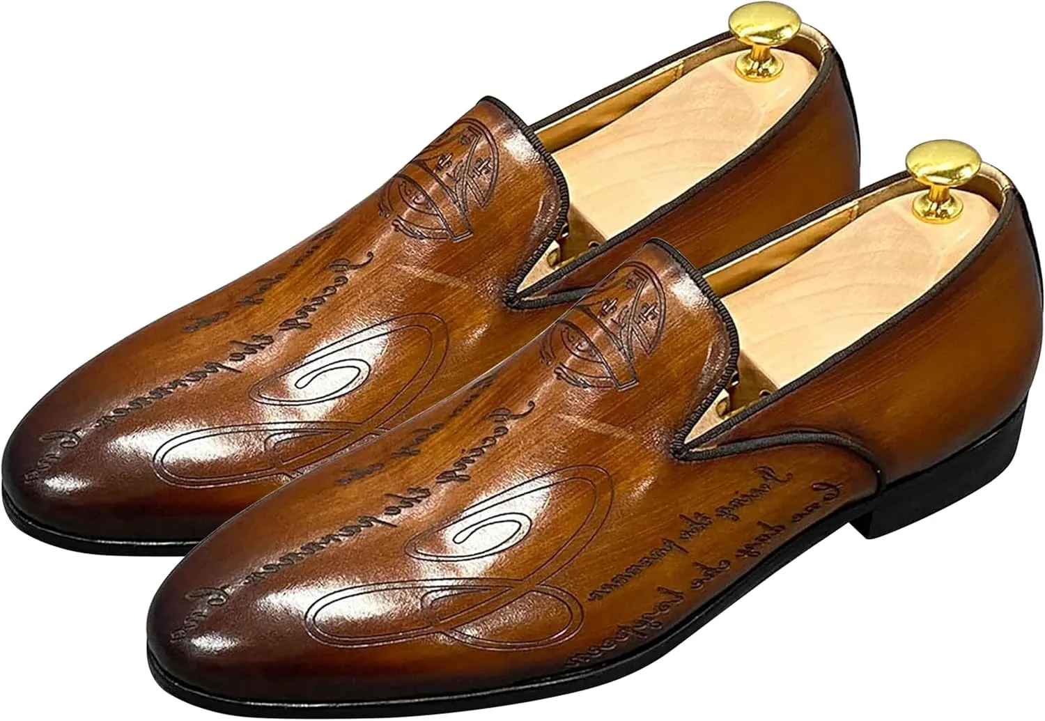 Santimon Men's Loafers Slip On Dress Casual Prom Shoes Genuine Leather Penny Loafers Fashion Wedding Tuexdo Business Formal Loafer Comfortable Walking Shoes for Men
