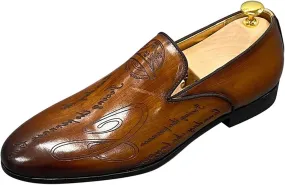 Santimon Men's Loafers Slip On Dress Casual Prom Shoes Genuine Leather Penny Loafers Fashion Wedding Tuexdo Business Formal Loafer Comfortable Walking Shoes for Men