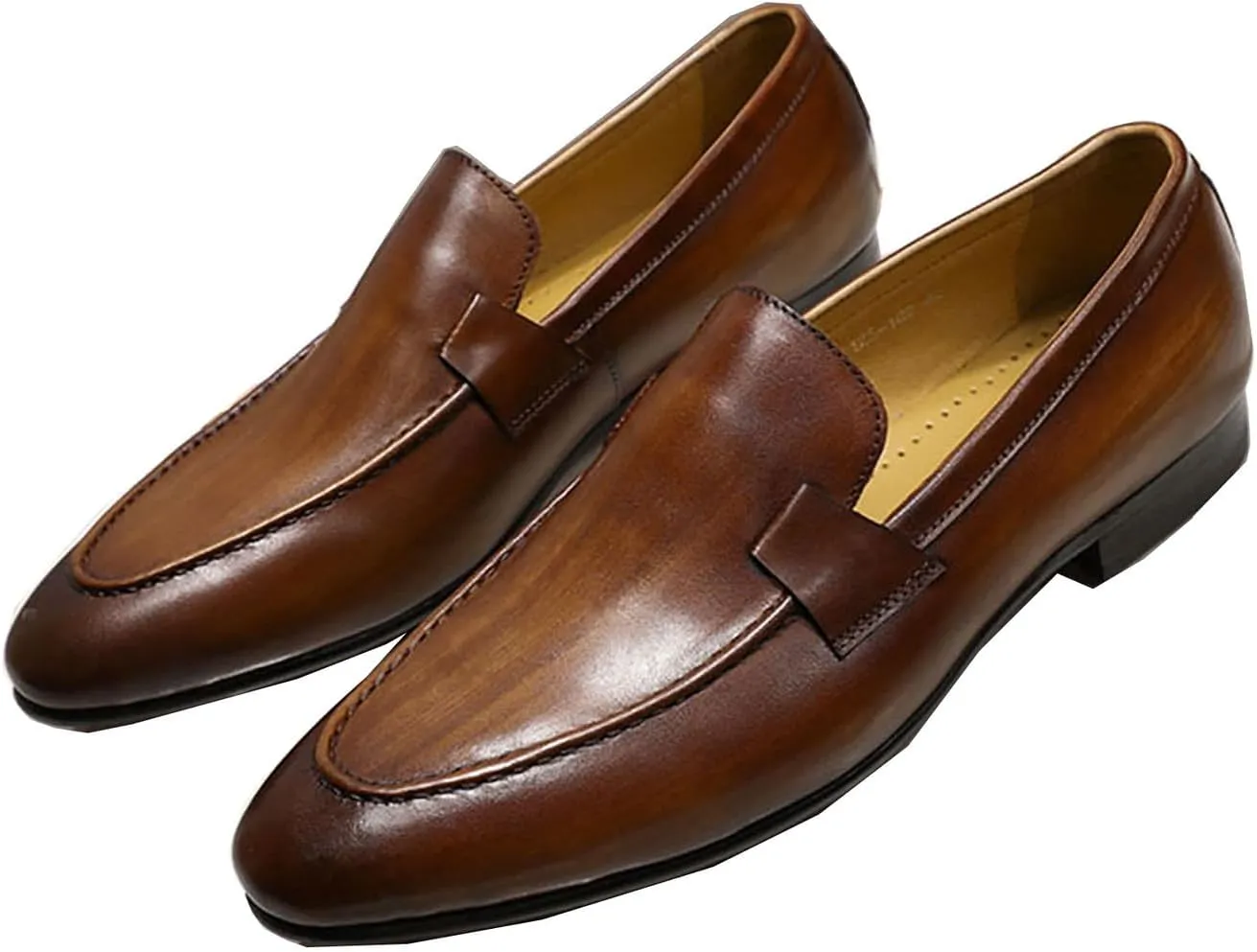Santimon Men's Loafers Slip On Dress Casual Prom Shoes Mens Fashion Wedding Tuexdo Formal Business Suit Genuine Leather Penny Loafer Comfortable Walking Shoes