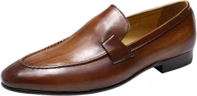 Santimon Men's Loafers Slip On Dress Casual Prom Shoes Mens Fashion Wedding Tuexdo Formal Business Suit Genuine Leather Penny Loafer Comfortable Walking Shoes
