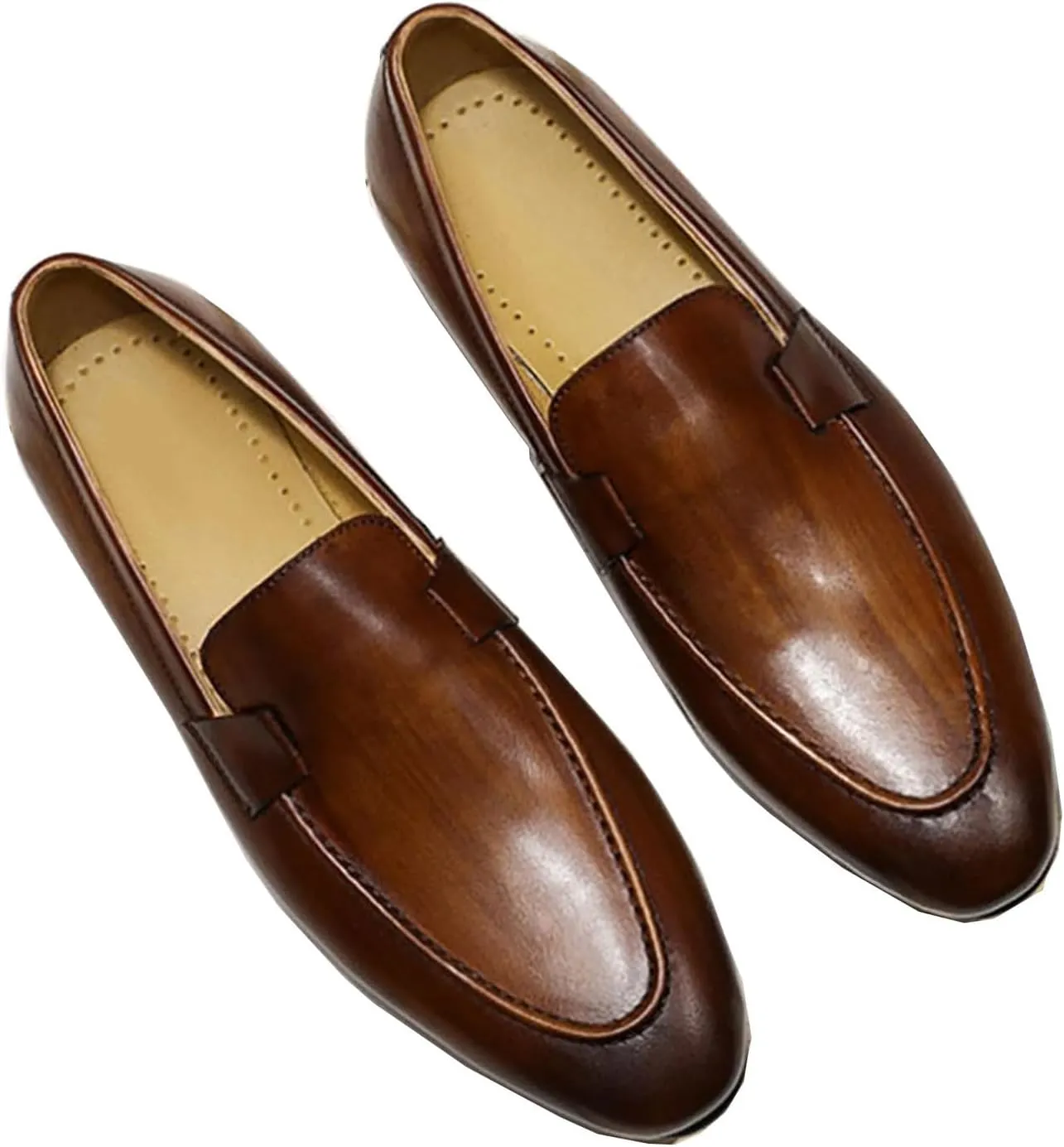 Santimon Men's Loafers Slip On Dress Casual Prom Shoes Mens Fashion Wedding Tuexdo Formal Business Suit Genuine Leather Penny Loafer Comfortable Walking Shoes