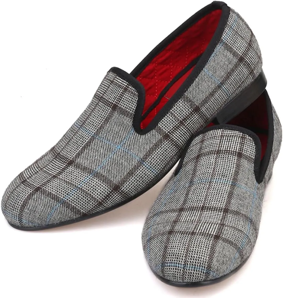 Santimon Men's Loafers Slip On Foraml Dress Penny Loafers Fashion Prom Wedding Plaid Shoes Tuxedo Business Casual Smoking Party Disco Comfortable Driving Western Moccasinsa for Men Boy