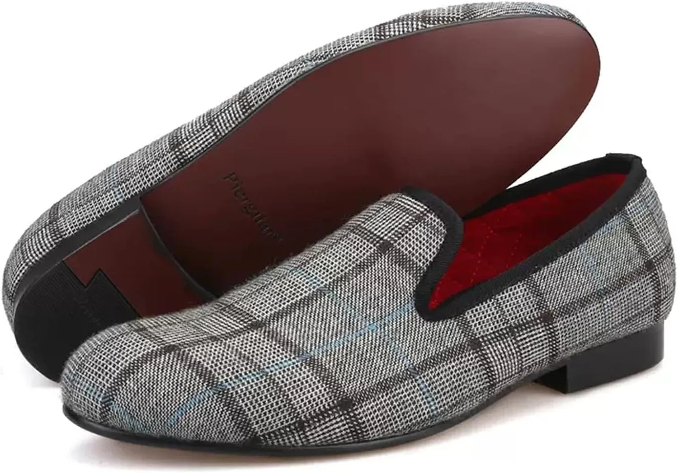 Santimon Men's Loafers Slip On Foraml Dress Penny Loafers Fashion Prom Wedding Plaid Shoes Tuxedo Business Casual Smoking Party Disco Comfortable Driving Western Moccasinsa for Men Boy