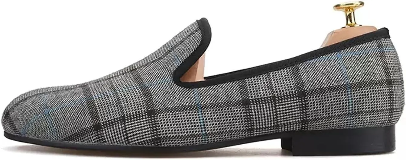 Santimon Men's Loafers Slip On Foraml Dress Penny Loafers Fashion Prom Wedding Plaid Shoes Tuxedo Business Casual Smoking Party Disco Comfortable Driving Western Moccasinsa for Men Boy