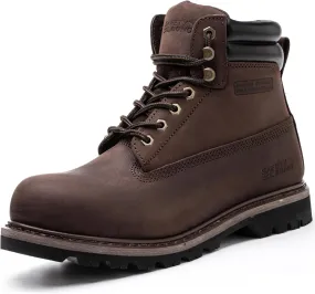 Steel Toe Work Boots for Men, 6-Inch Non Slip Comfortable Leather Waterproof Industrial Construction Safety Workboots