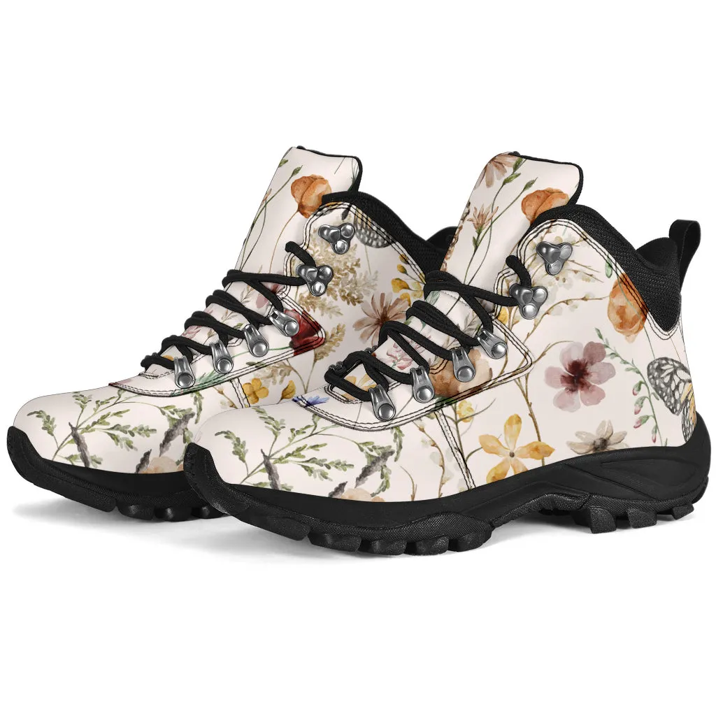 Tiny Bloom Watercolor Butterfly Women's Alpine Boots