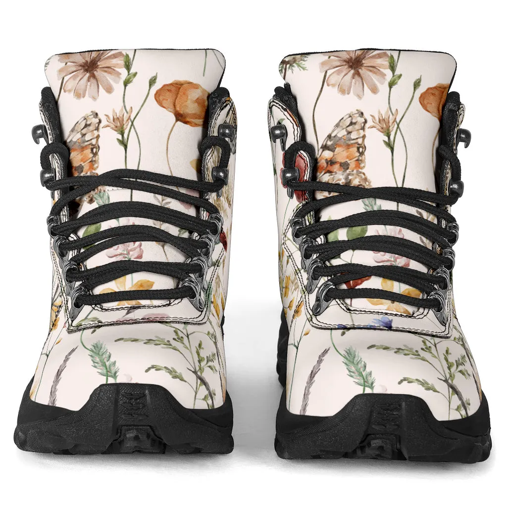 Tiny Bloom Watercolor Butterfly Women's Alpine Boots