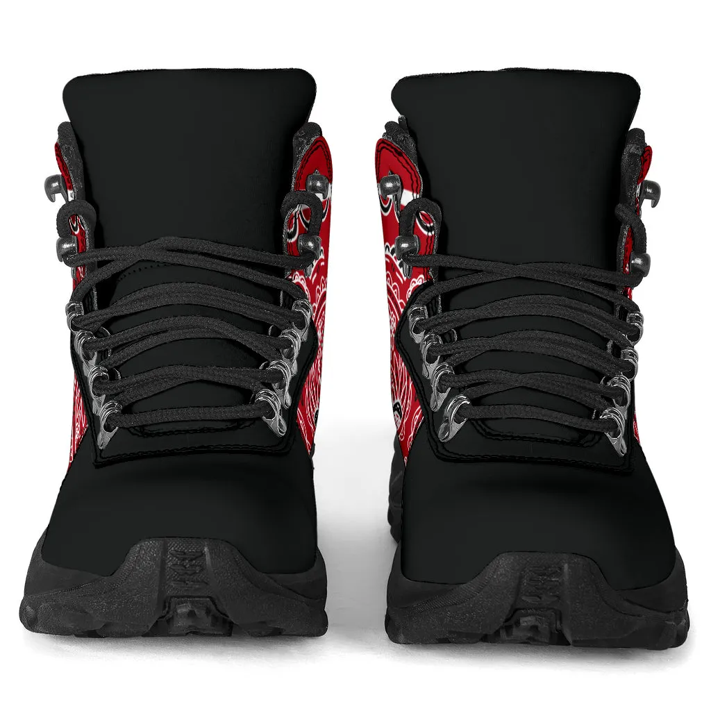 Unisex | Red Bandana Alpine Lace Up Boots