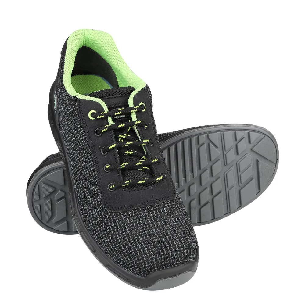 Warrior Black Fiber Glass Toe Industrial Safety Shoes for Men ENVY SIGMA By Liberty