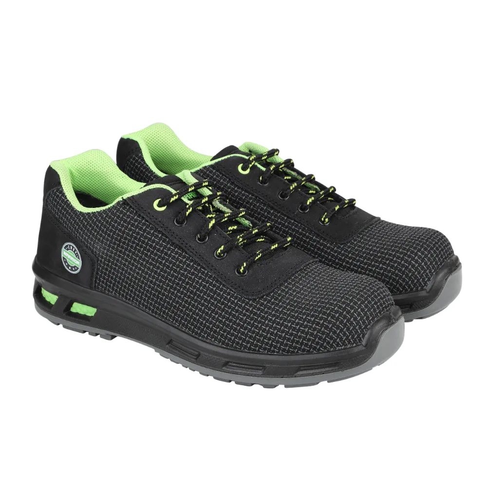 Warrior Black Fiber Glass Toe Industrial Safety Shoes for Men ENVY SIGMA By Liberty