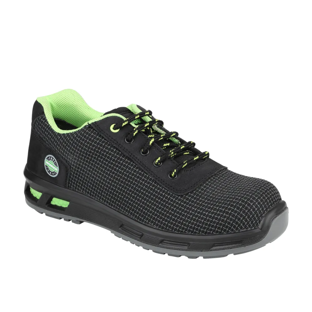 Warrior Black Fiber Glass Toe Industrial Safety Shoes for Men ENVY SIGMA By Liberty