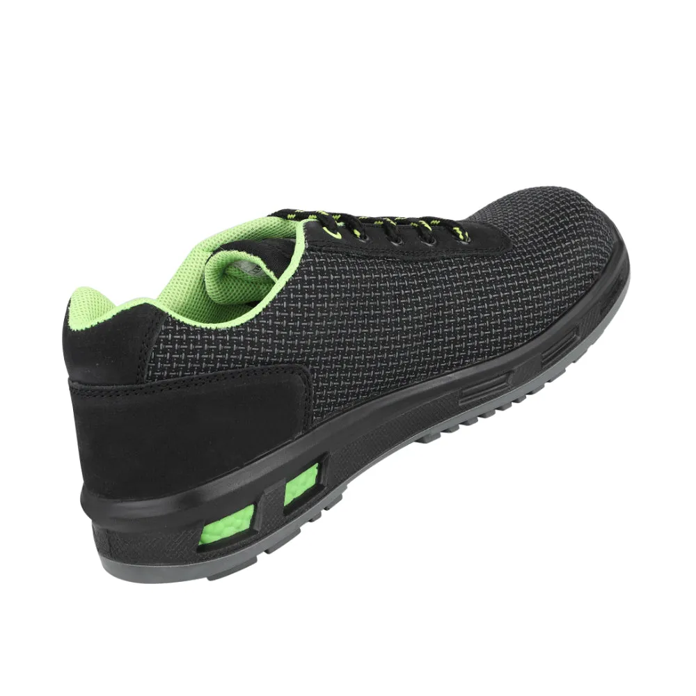 Warrior Black Fiber Glass Toe Industrial Safety Shoes for Men ENVY SIGMA By Liberty