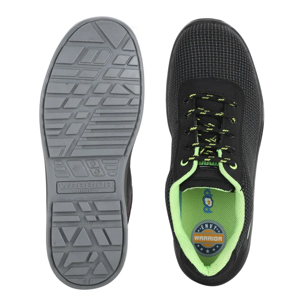 Warrior Black Fiber Glass Toe Industrial Safety Shoes for Men ENVY SIGMA By Liberty